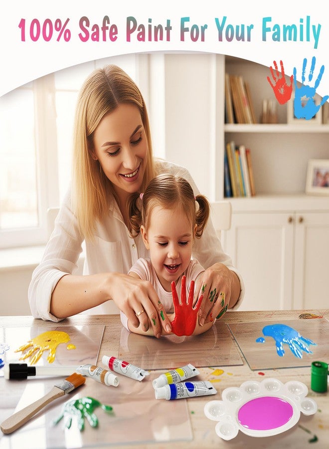 أور ورم مجموعة OurWarm العائلية لبصمات الأيدي لأربعة أفراد، مجموعة بصمات أيدي الأطفال يمكنك صنعها بنفسك، هدايا تذكارية مع 50 ملصقًا و12 لونًا، مجموعة بصمات أقدام الأطفال مع إطار خشبي، هدايا للآباء الجدد في ذكرى زواجهم أو يوم تبني مولودهم الجديد - Image 4